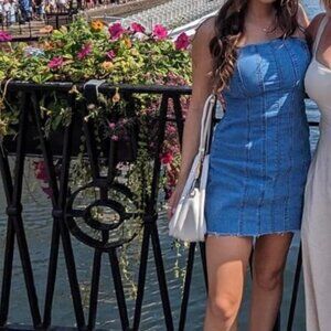 Denim strapless dress